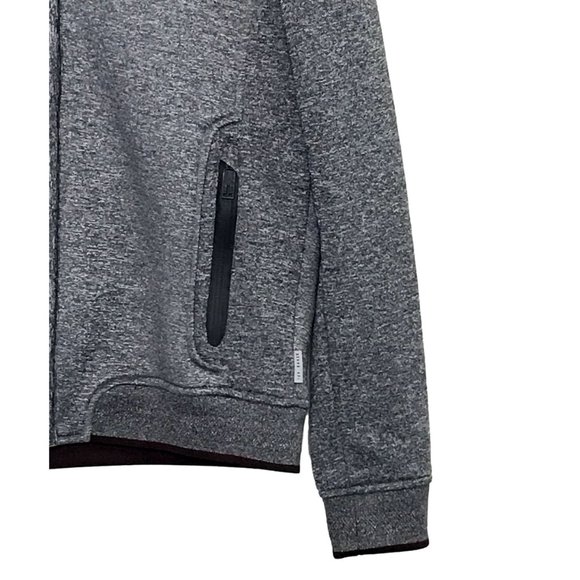 SOLD Ted Baker Gray Front Zip Jacket With Burgundy Trim Size 4 EUC - Picture 5 of 12